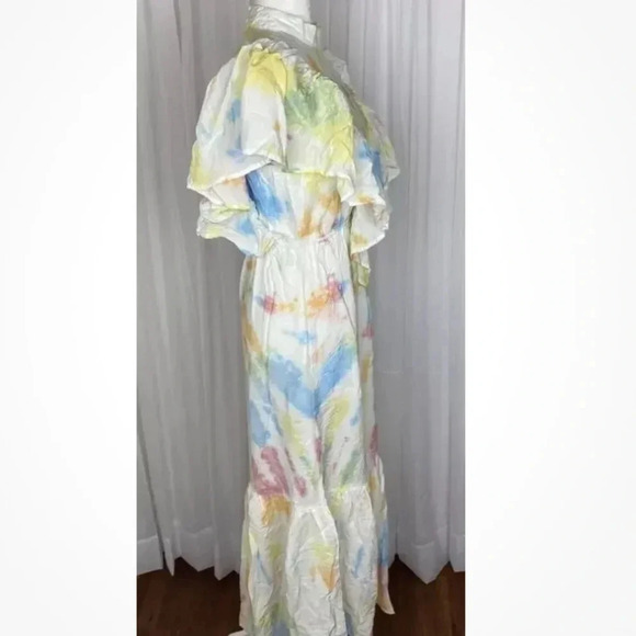 Young Fabulous & Broke Cruz Open Back Ruffled Maxi Dress Papaya Summer of Love S - Picture 9 of 16